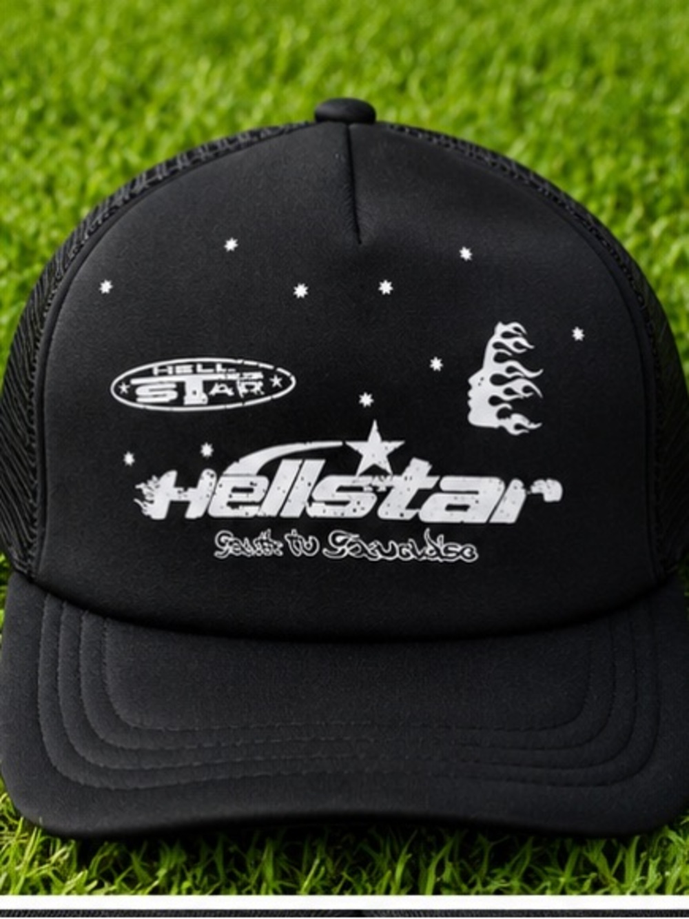 Hellstar Black‎ Trucker Hat with White Print